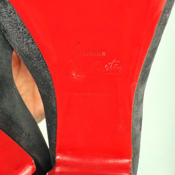 Christian Louboutin Miss Ellen 100 Black Suede Buckle Strap Block Heels EU 40 - Picture 8 of 9